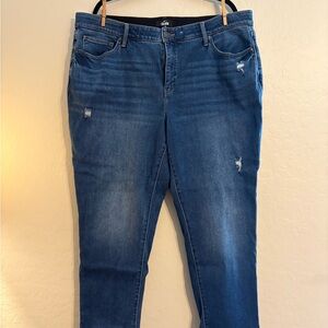 LuLaRoe Women's Blue Straight Leg Jeans with Light Distressing